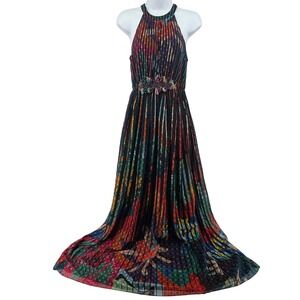 Geisha Designs Anthropologie Kalinka Maxi Dress Multicolor Halter Embellished 2